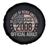 Funny 18th Birthday Spare Tire Cover 18 Years Of Being Awesome Vintage 2008 Official Adult American Flag