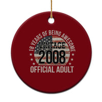 Funny 18th Birthday Ceramic Ornament 18 Years Of Being Awesome Vintage 2008 Official Adult American Flag