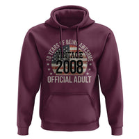 Funny 18th Birthday Hoodie 18 Years Of Being Awesome Vintage 2008 Official Adult American Flag