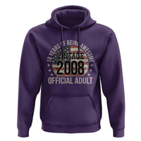 Funny 18th Birthday Hoodie 18 Years Of Being Awesome Vintage 2008 Official Adult American Flag