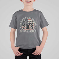 Funny 18th Birthday T Shirt For Kid 18 Years Of Being Awesome Vintage 2008 Official Adult American Flag