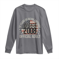 Funny 18th Birthday Long Sleeve Shirt 18 Years Of Being Awesome Vintage 2008 Official Adult American Flag