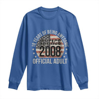 Funny 18th Birthday Long Sleeve Shirt 18 Years Of Being Awesome Vintage 2008 Official Adult American Flag