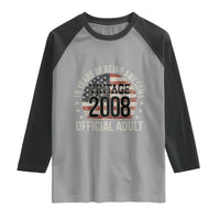 Funny 18th Birthday Raglan Shirt 18 Years Of Being Awesome Vintage 2008 Official Adult American Flag