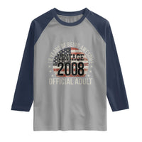 Funny 18th Birthday Raglan Shirt 18 Years Of Being Awesome Vintage 2008 Official Adult American Flag