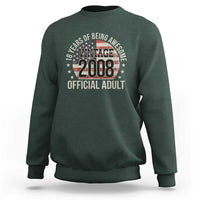 Funny 18th Birthday Sweatshirt 18 Years Of Being Awesome Vintage 2008 Official Adult American Flag