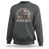 Funny 18th Birthday Sweatshirt 18 Years Of Being Awesome Vintage 2008 Official Adult American Flag