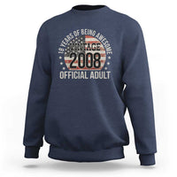 Funny 18th Birthday Sweatshirt 18 Years Of Being Awesome Vintage 2008 Official Adult American Flag