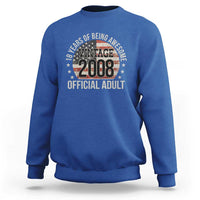 Funny 18th Birthday Sweatshirt 18 Years Of Being Awesome Vintage 2008 Official Adult American Flag