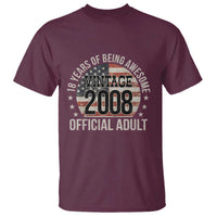 Funny 18th Birthday T Shirt 18 Years Of Being Awesome Vintage 2008 Official Adult American Flag