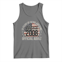 Funny 18th Birthday Tank Top 18 Years Of Being Awesome Vintage 2008 Official Adult American Flag