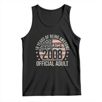 Funny 18th Birthday Tank Top 18 Years Of Being Awesome Vintage 2008 Official Adult American Flag