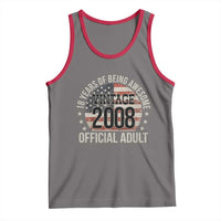 Funny 18th Birthday Tank Top 18 Years Of Being Awesome Vintage 2008 Official Adult American Flag