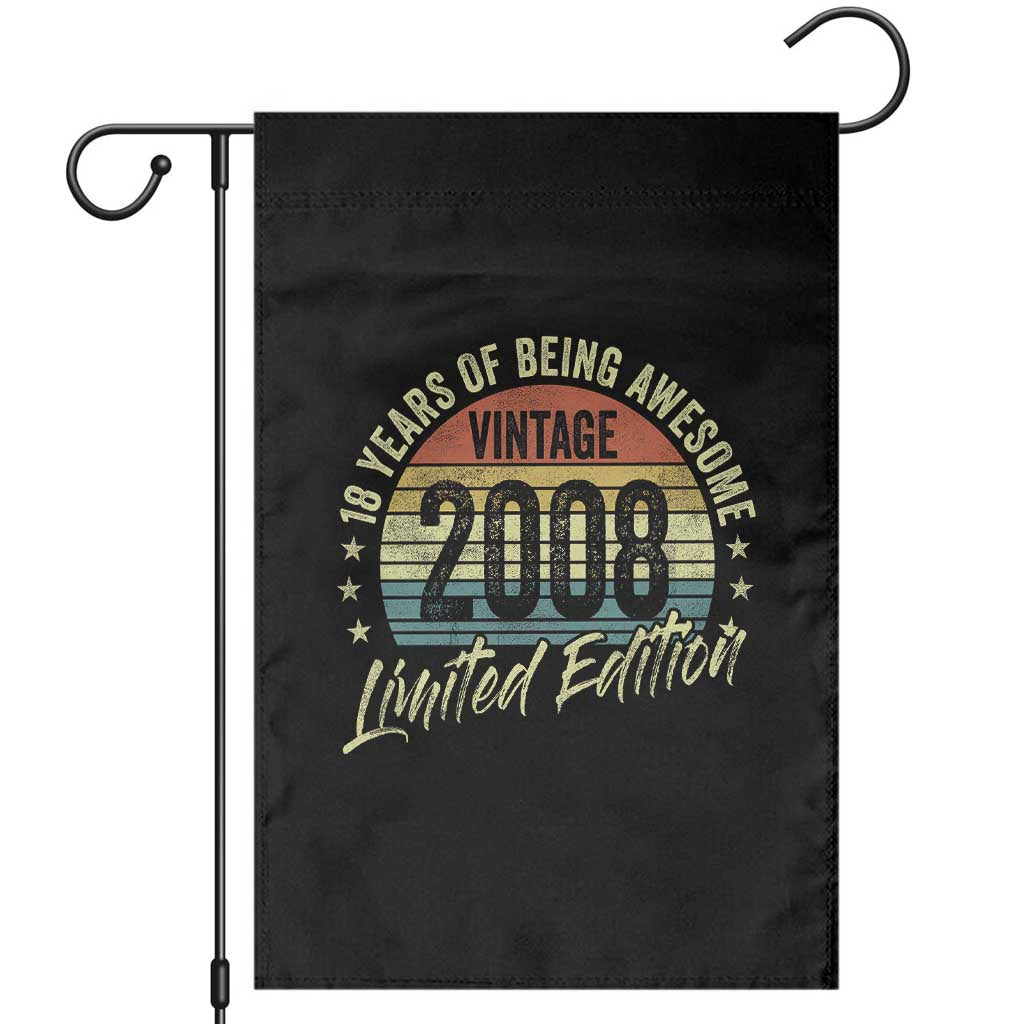 Funny 18th Birthday Garden Flag 18 Years Old Gifts Vintage 2008 Limited Edition