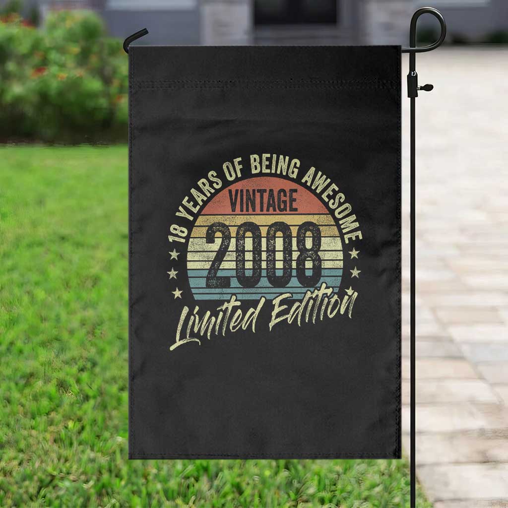 Funny 18th Birthday Garden Flag 18 Years Old Gifts Vintage 2008 Limited Edition