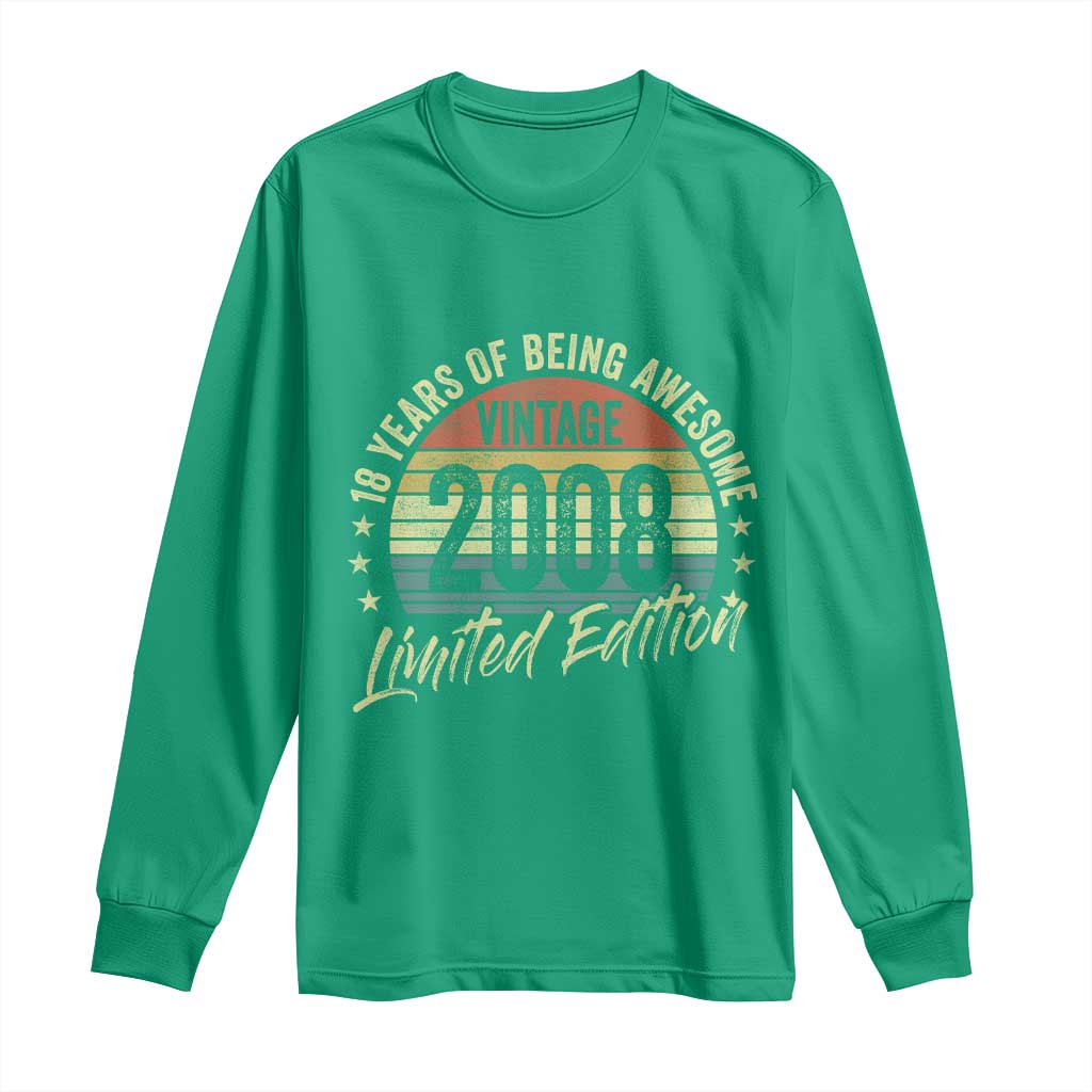 Funny 18th Birthday Long Sleeve Shirt 18 Years Old Gifts Vintage 2008 Limited Edition