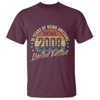 Funny 18th Birthday T Shirt 18 Years Old Gifts Vintage 2008 Limited Edition