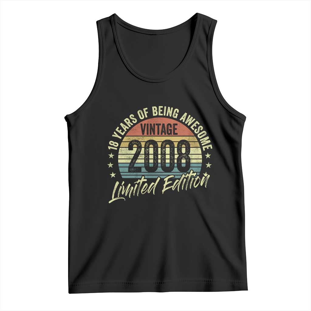 Funny 18th Birthday Tank Top 18 Years Old Gifts Vintage 2008 Limited Edition