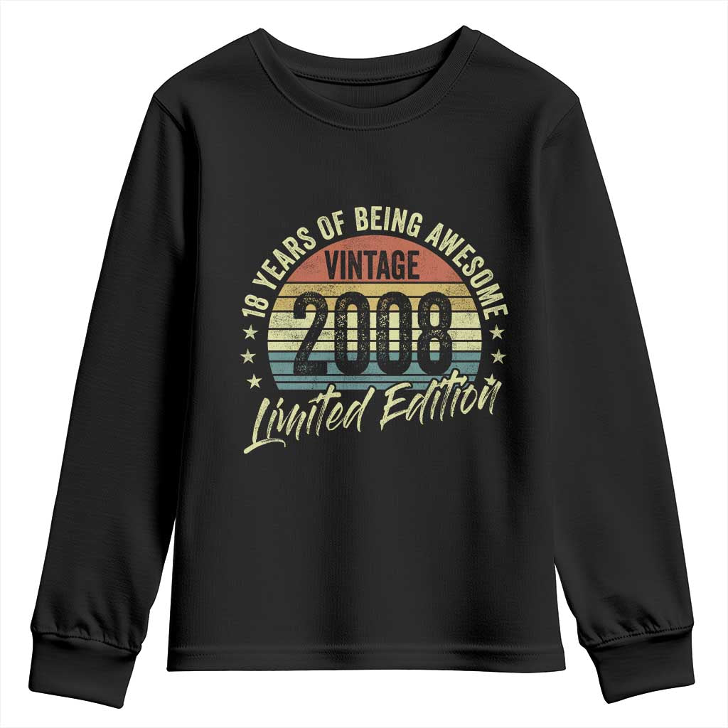 Funny 18th Birthday Youth Sweatshirt 18 Years Old Gifts Vintage 2008 Limited Edition
