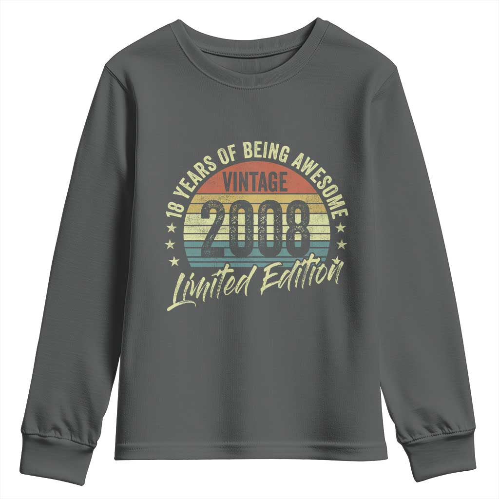 Funny 18th Birthday Youth Sweatshirt 18 Years Old Gifts Vintage 2008 Limited Edition