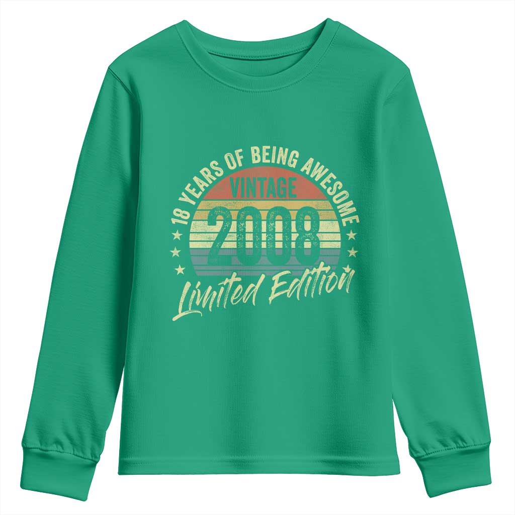 Funny 18th Birthday Youth Sweatshirt 18 Years Old Gifts Vintage 2008 Limited Edition