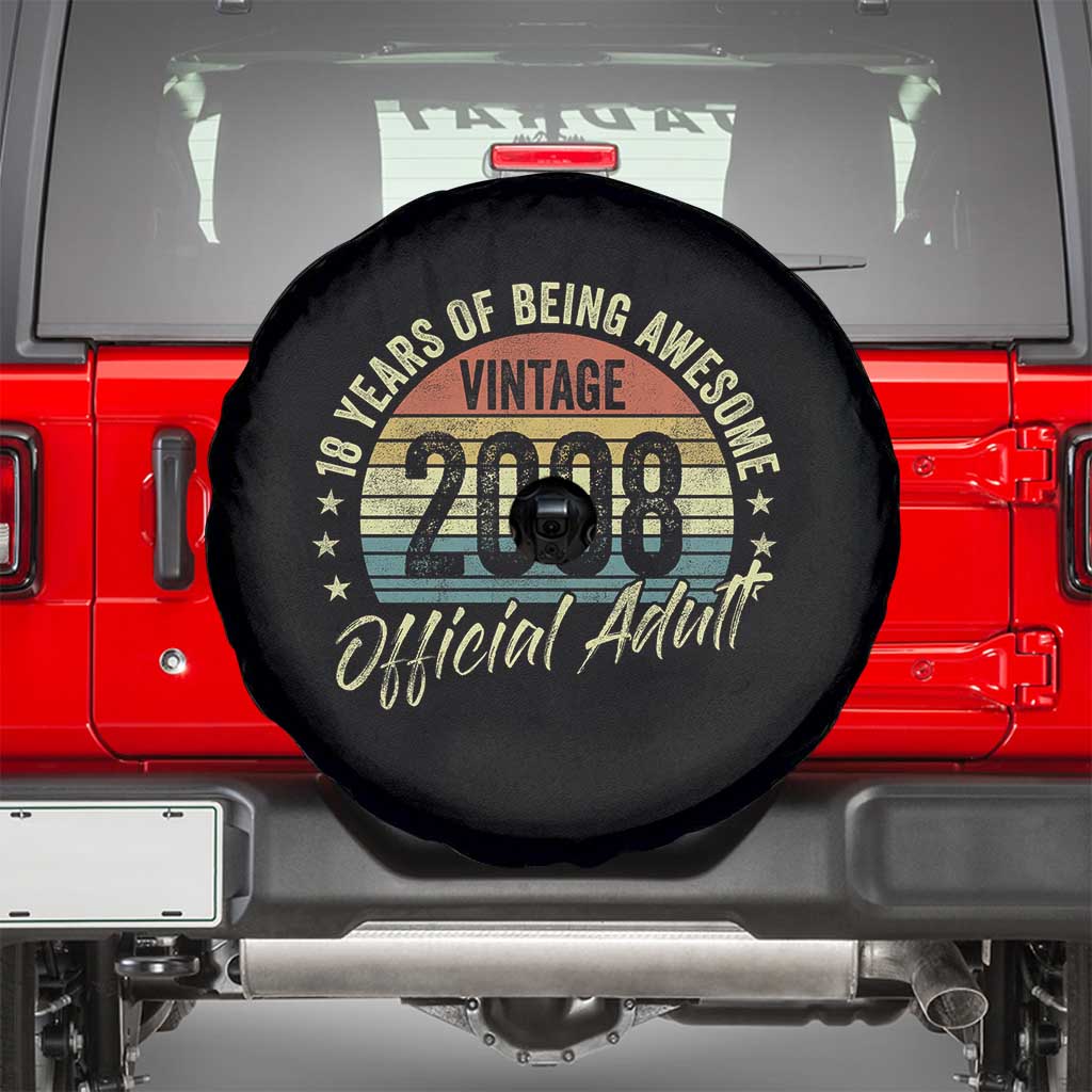 Funny 18th Birthday Spare Tire Cover 18 Years Old Gifts Vintage 2008 Official Adult