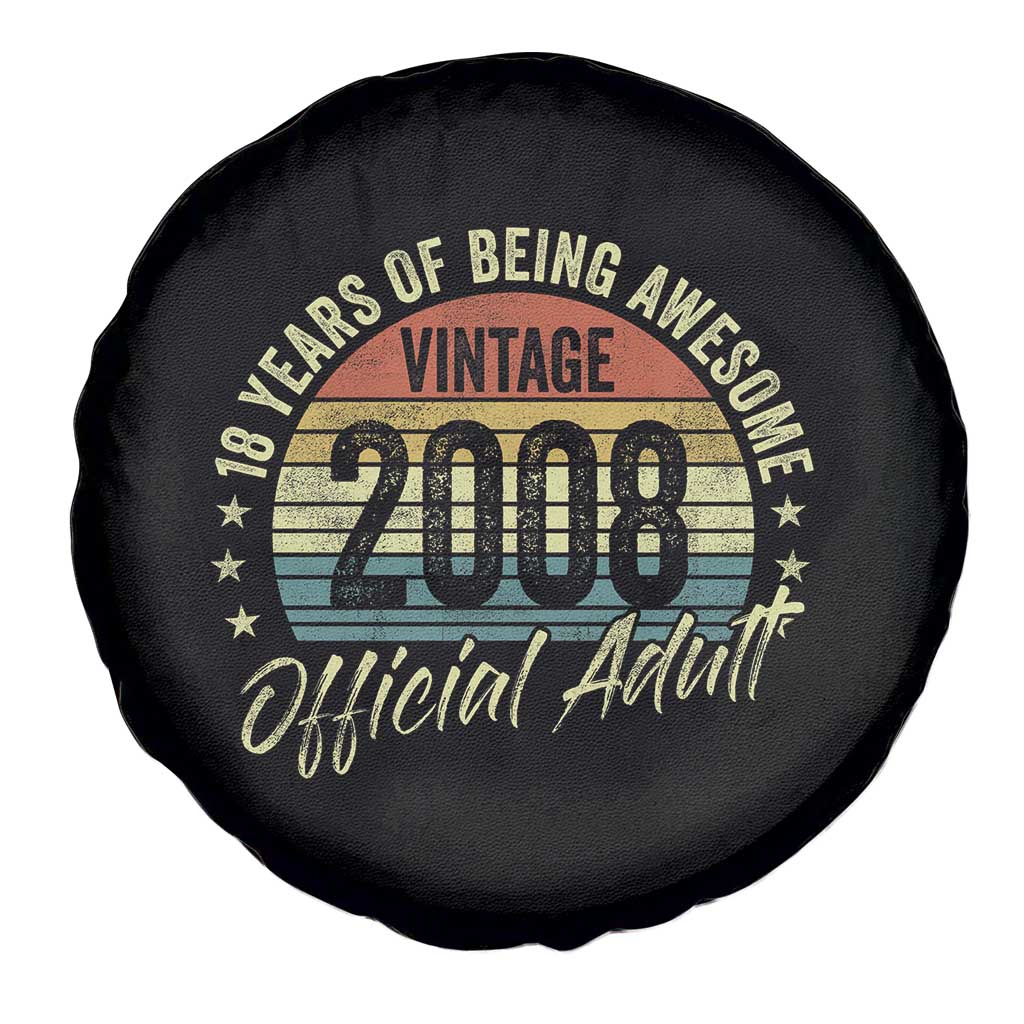 Funny 18th Birthday Spare Tire Cover 18 Years Old Gifts Vintage 2008 Official Adult