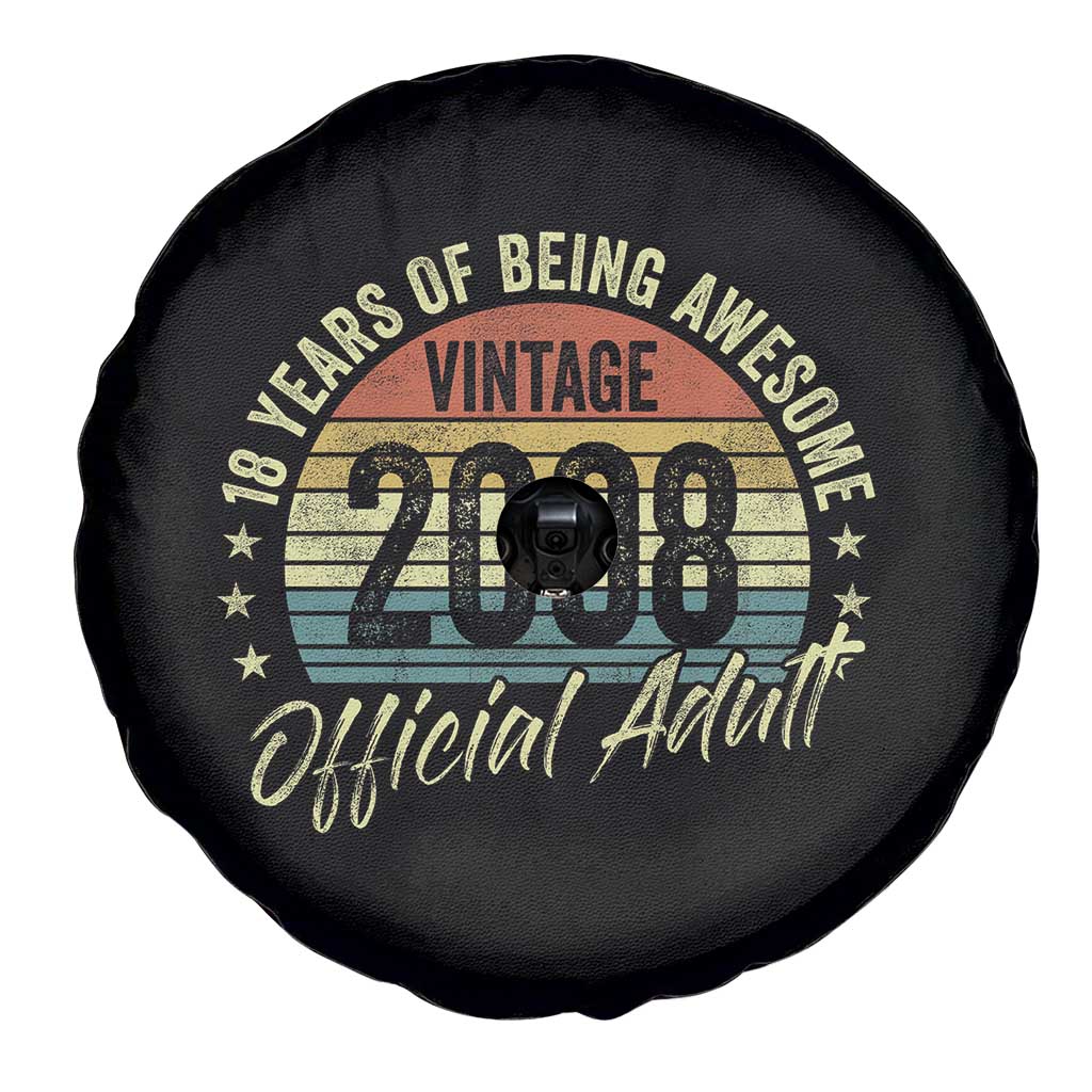 Funny 18th Birthday Spare Tire Cover 18 Years Old Gifts Vintage 2008 Official Adult