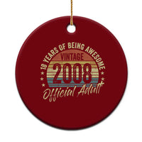 Funny 18th Birthday Ceramic Ornament 18 Years Old Gifts Vintage 2008 Official Adult