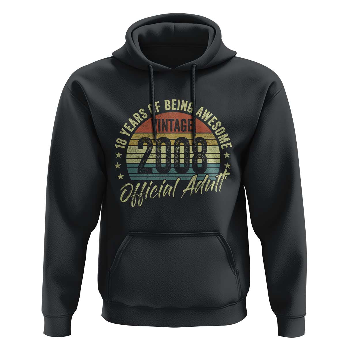 Funny 18th Birthday Hoodie 18 Years Old Gifts Vintage 2008 Official Adult