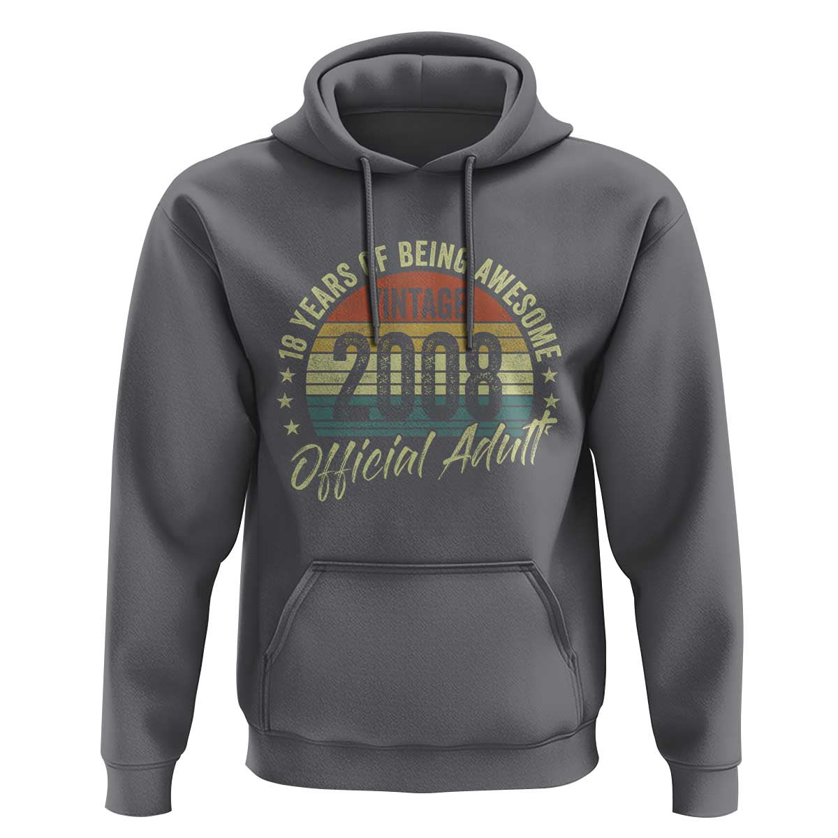 Funny 18th Birthday Hoodie 18 Years Old Gifts Vintage 2008 Official Adult