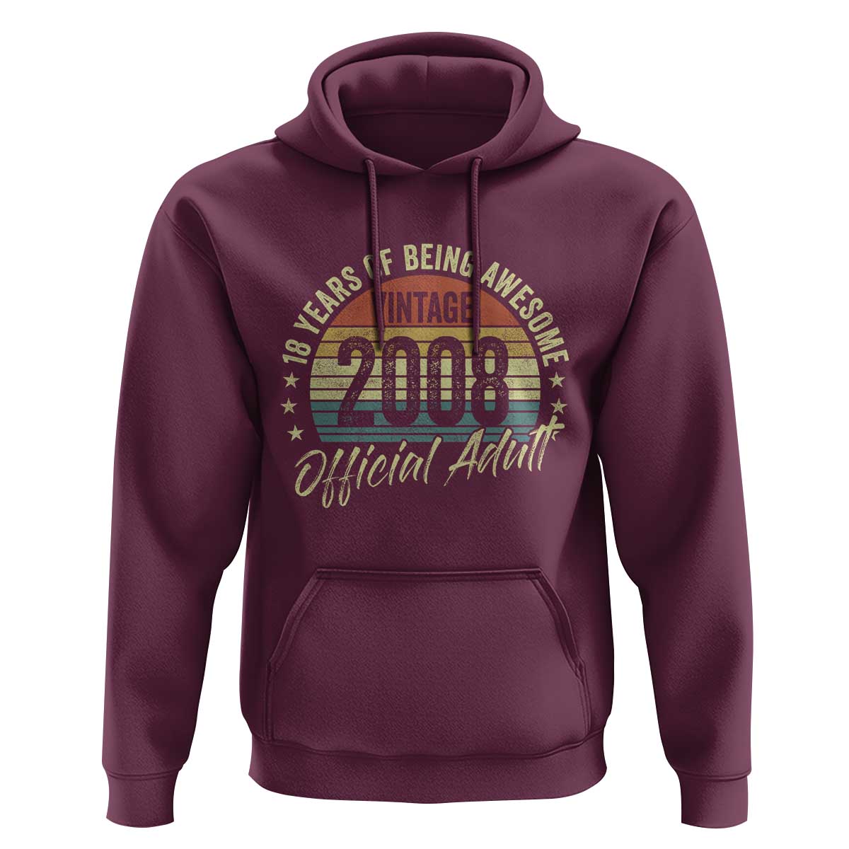 Funny 18th Birthday Hoodie 18 Years Old Gifts Vintage 2008 Official Adult