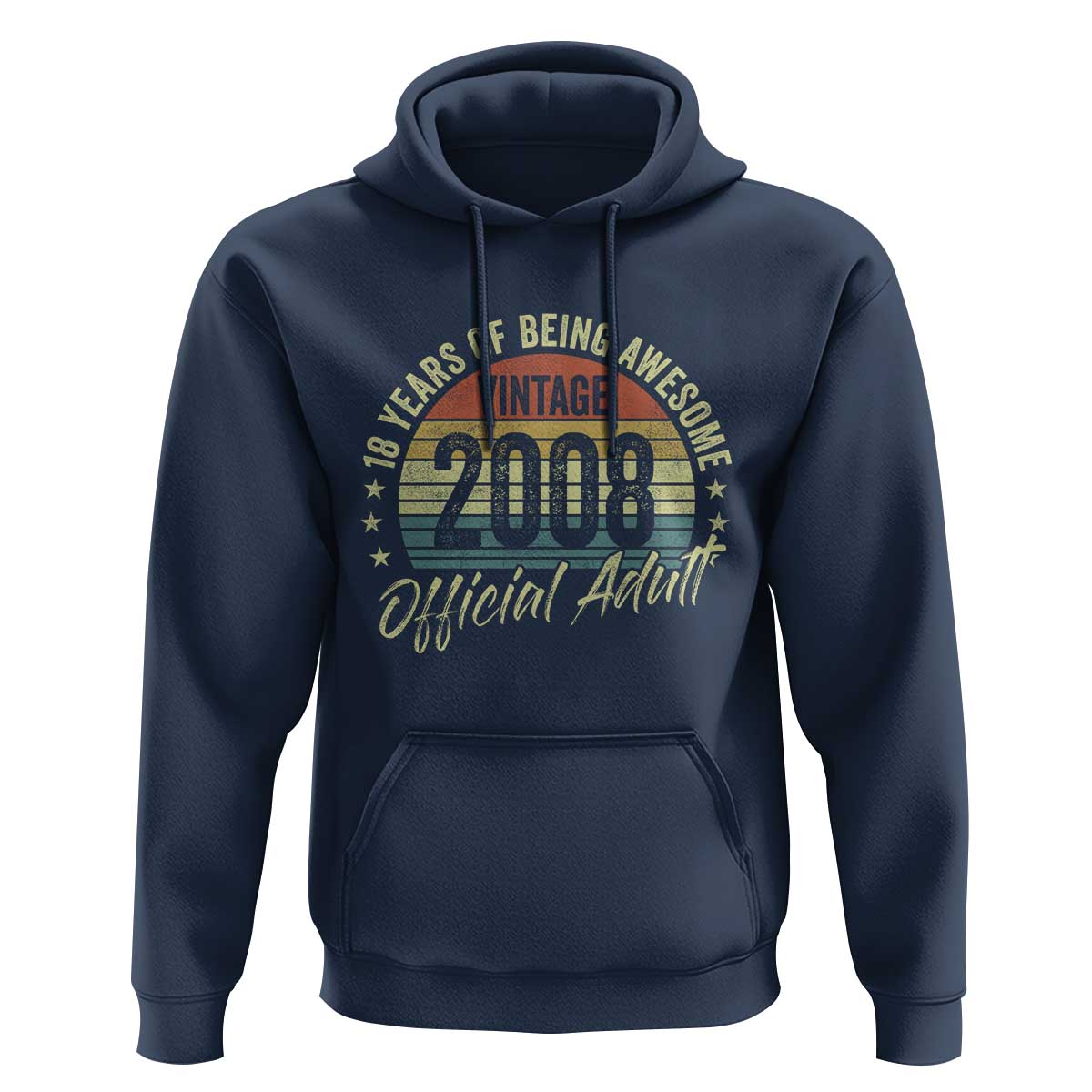 Funny 18th Birthday Hoodie 18 Years Old Gifts Vintage 2008 Official Adult
