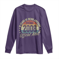 Funny 18th Birthday Long Sleeve Shirt 18 Years Old Gifts Vintage 2008 Official Adult