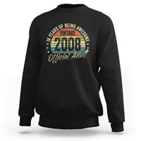 Funny 18th Birthday Sweatshirt 18 Years Old Gifts Vintage 2008 Official Adult