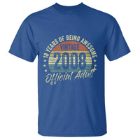Funny 18th Birthday T Shirt 18 Years Old Gifts Vintage 2008 Official Adult