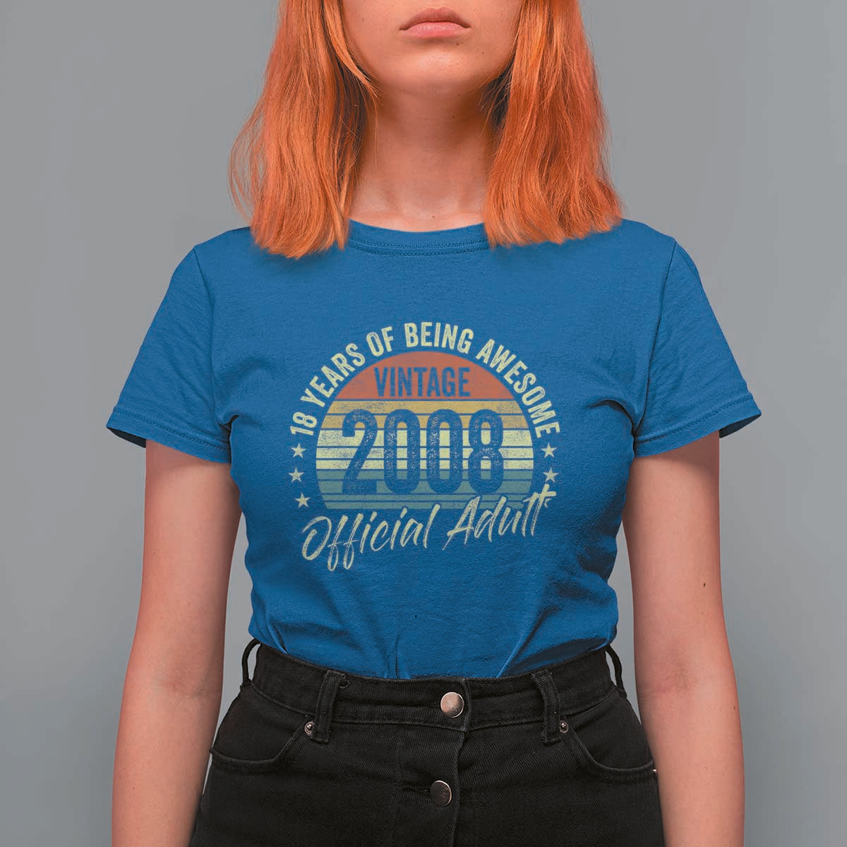 Funny 18th Birthday T Shirt For Women 18 Years Old Gifts Vintage 2008 Official Adult