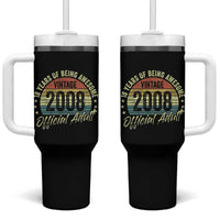 Funny 18th Birthday Tumbler With Handle 18 Years Old Gifts Vintage 2008 Official Adult