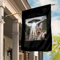 Funny Cat Selfie with Easter Bunny Bigfoot UFO Garden Flag