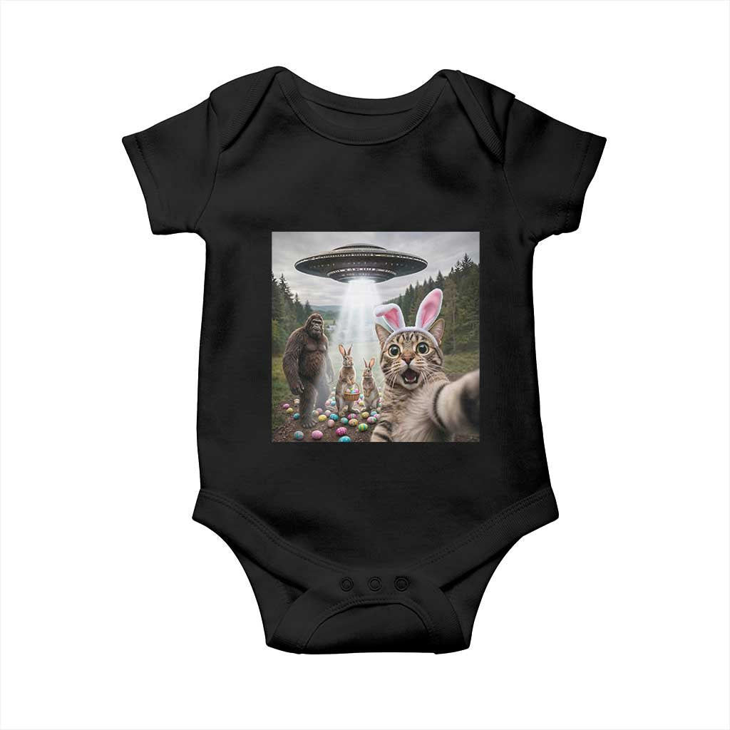 Funny Cat Selfie with Easter Bunny Bigfoot UFO Baby Onesie