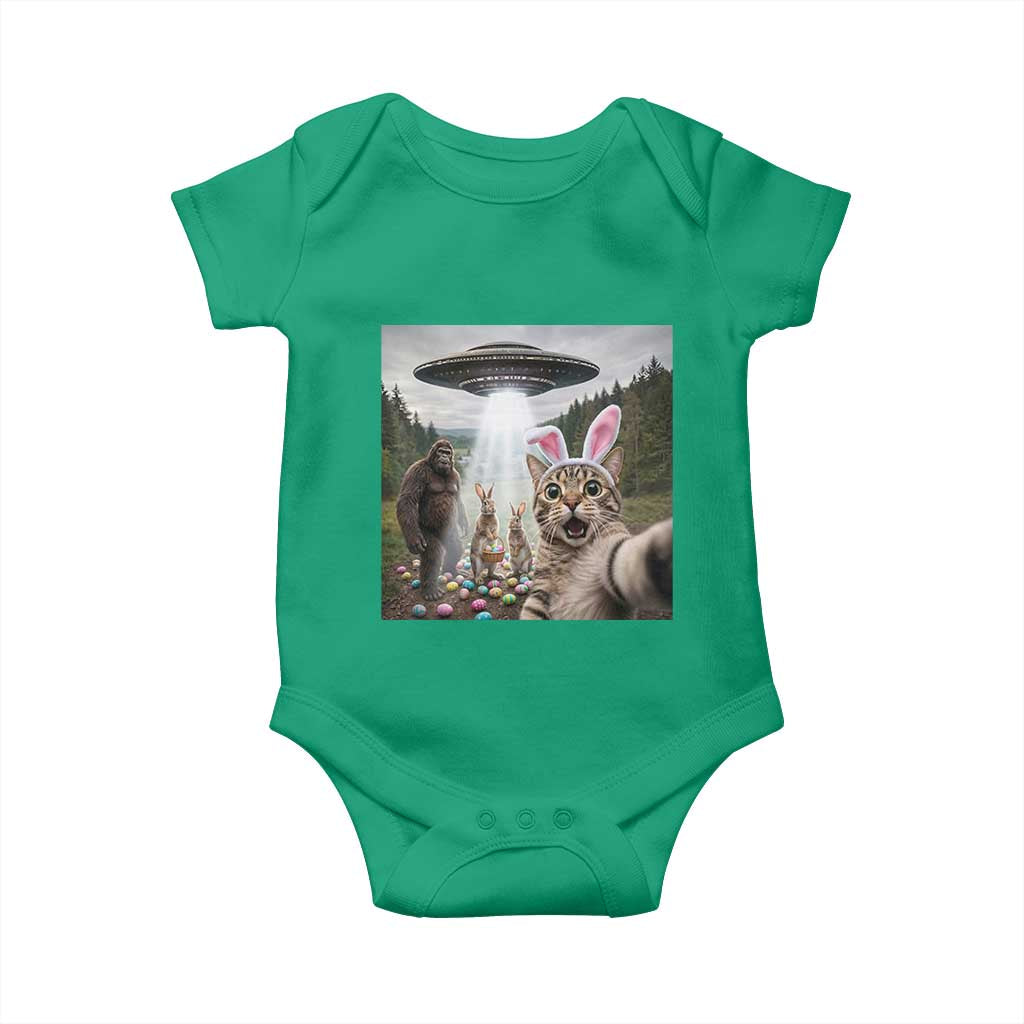 Funny Cat Selfie with Easter Bunny Bigfoot UFO Baby Onesie