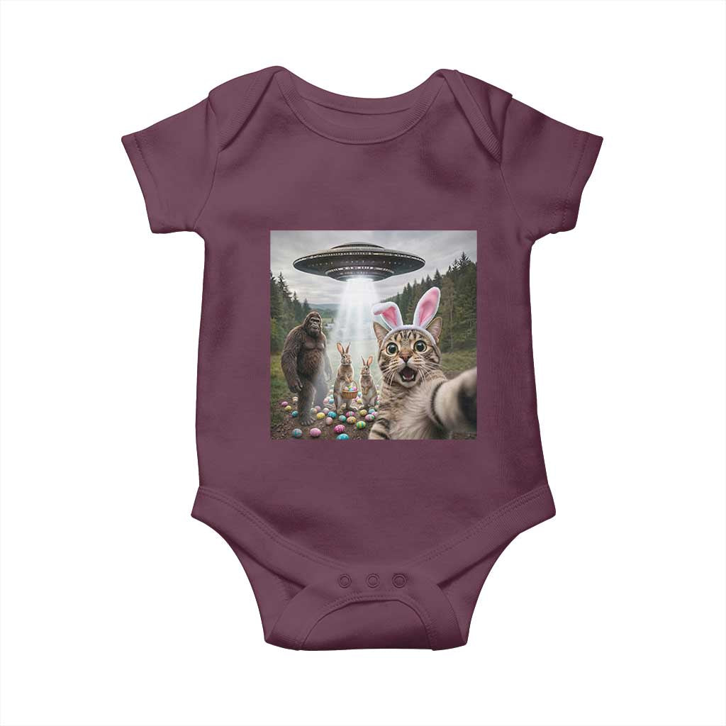 Funny Cat Selfie with Easter Bunny Bigfoot UFO Baby Onesie