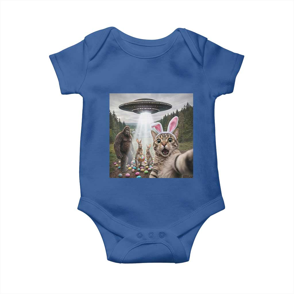 Funny Cat Selfie with Easter Bunny Bigfoot UFO Baby Onesie