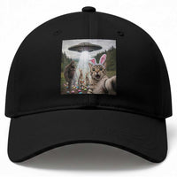 Funny Cat Selfie with Easter Bunny Bigfoot UFO Baseball Cap