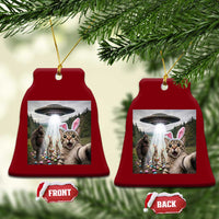 Funny Cat Selfie with Easter Bunny Bigfoot UFO Ceramic Ornament