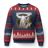 Funny Cat Selfie with Easter Bunny Bigfoot UFO Ugly Christmas Sweater