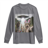 Funny Cat Selfie with Easter Bunny Bigfoot UFO Long Sleeve Shirt