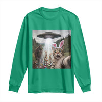 Funny Cat Selfie with Easter Bunny Bigfoot UFO Long Sleeve Shirt