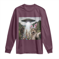 Funny Cat Selfie with Easter Bunny Bigfoot UFO Long Sleeve Shirt
