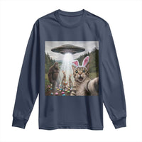 Funny Cat Selfie with Easter Bunny Bigfoot UFO Long Sleeve Shirt